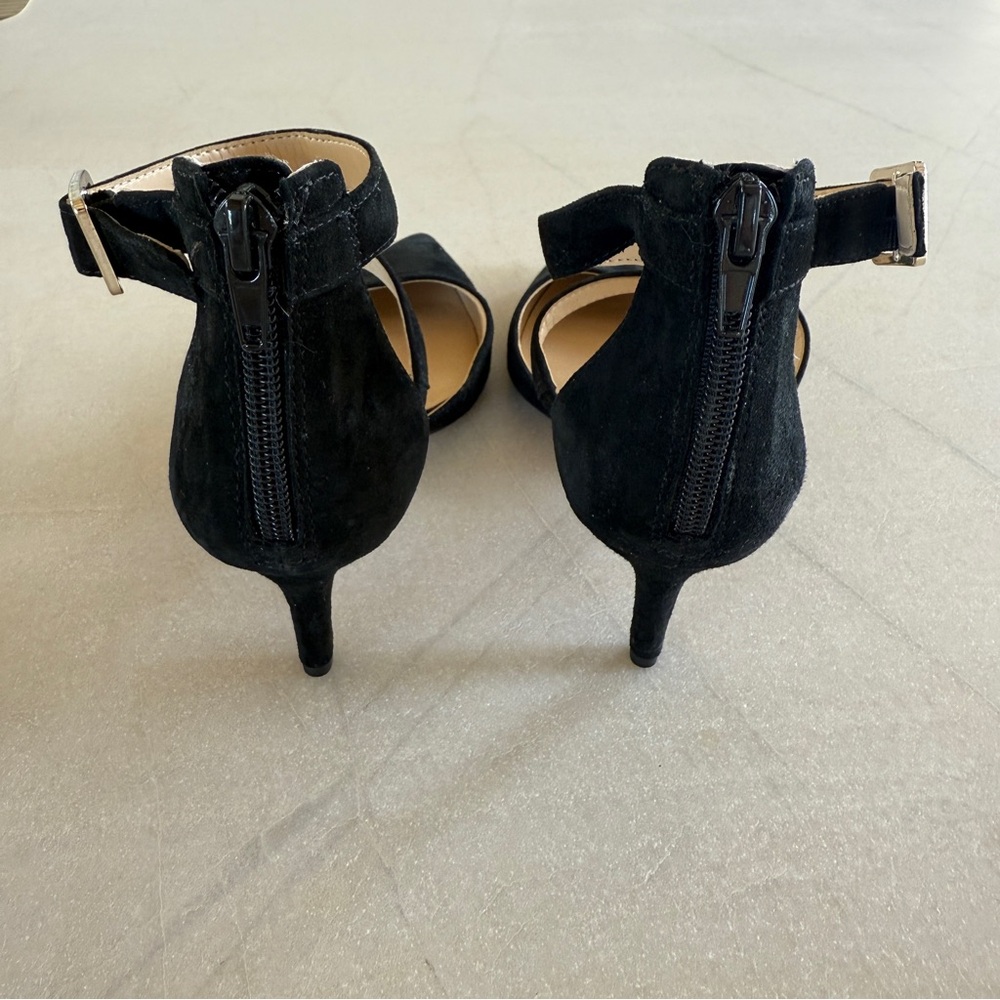 Sole Society Edelyn Black Suede Pointed Toe Heels Ankle Strap Womens Size 6 - Picture 8 of 11